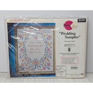 Paragon Needlecraft Stamped Linen EMBROIDERY KIT 0139 Wedding Sampler vintage